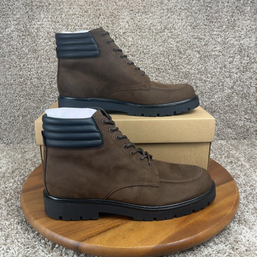 VINCE Men's Leonard Oxford Lug Sole Boots Size 11 M Truffle Brown New Shoes